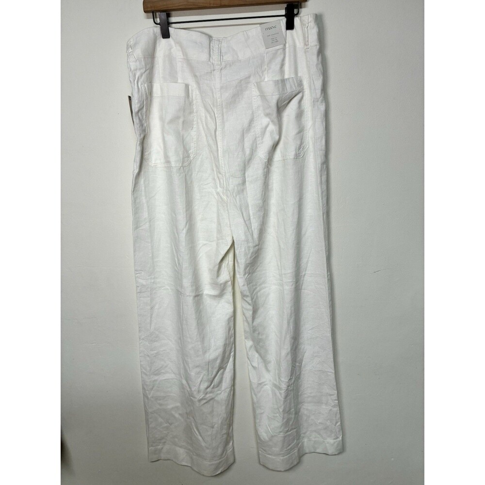 Anthropologie Maeve The Collete Linen Pants Size 33 NWT Hi Rise Wide Leg White